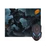 Imagem de Kit Mouse E Mousepad War 6 Botoes Led OEX Game MC100 Preto