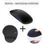 Imagem de Kit Mouse Sem Fio Bluetooth Recarregável Led + Mousepad Ergonômico Para Pc Notebook 