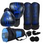 Imagem de Kit Muay Thai Boxe Luva Caneleira Bolsa Bandagem Bucal Feminino