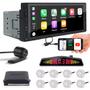 Imagem de Kit Multimídia 1 Din + Câmera Ré + Sensor 8 Pontos Branco S10 2014 2015 2016 Android Auto Carplay