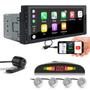 Imagem de Kit Multimídia 1 Din + Câmera Ré + Sensor Ré Prata Kia Carens 2010 2011 2012 2013 Android Auto Carplay