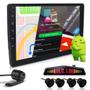 Imagem de Kit Multimídia 9 Polegadas Android + Câmera Ré + Sensor Ré Preto Fosco Emborrachado Fiat Linea 2009 2010 2011 2012 USB Bluetooth
