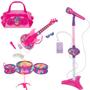 Imagem de Kit Musical Barbie Dreamtopia Bateria, Microfone Com Pedestal, Bolsinha E Guitarra Com Função MP3 - Fun