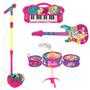 Imagem de Kit Musical Barbie Fabulosa Teclado, Microfone, Guitarra E Bateria Infantil Com Função MP3 - FUN