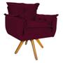 Imagem de Kit Namoradeira, 02 Poltronas e Puff Opala Base Giratória de Madeira Suede Bordô - ADJ Decor