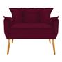 Imagem de Kit Namoradeira, 02 Poltronas e Puff Opala Base Giratória de Madeira Suede Bordô - ADJ Decor