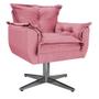 Imagem de Kit Namoradeira, 02 Poltronas e Puff Zatti Base Giratória de Metal Suede Rosa Bebê - DAMAFFÊ MÓVEIS