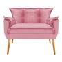 Imagem de Kit Namoradeira, 02 Poltronas e Puff Zatti Base Giratória de Metal Suede Rosa Bebê - DAMAFFÊ MÓVEIS