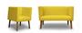 Imagem de Kit Namoradeira + 1 Poltrona Decorativa Barcelona Suede Amarelo - MeuLar Decorações