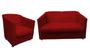 Imagem de Kit Namoradeira + 1 Poltrona Decorativa Biane Suede Vermelho Pés Cromado Mz Decor