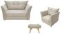 Imagem de Kit Namoradeira + 1 Poltrona Decorativa Isis + 1 Puff Retangular Suede Bege Pés Madeira Mz Decor