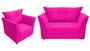 Imagem de Kit Namoradeira + 1 Poltrona Decorativa Isis Couro Rosa Pink Pés Madeira Mz Decor