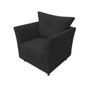 Imagem de Kit Namoradeira + 1 Poltrona Decorativa Isis Suede Preto Pés Madeira Ms Decor