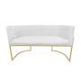 Imagem de Kit Namoradeira + 1 Poltrona Decorativa Luana Suede Branco Base Dourada Ms Decor