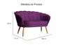 Imagem de Kit Namoradeira + 1 Poltrona Decorativa Pétala Veludo Roxo Pés Madeira Mz Decor