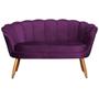 Imagem de Kit Namoradeira + 1 Poltrona Decorativa Pétala Veludo Roxo Pés Madeira Mz Decor