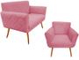 Imagem de Kit Namoradeira + 1 Poltrona Decorativa Sabrina Suede Rosa Pés Madeira Mz Decor