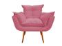 Imagem de Kit Namoradeira + 2 Poltronas + 1 Puff Decorativo Opala Suede Rosa Pés Madeira Mz Decor