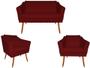 Imagem de Kit Namoradeira + 2 Poltronas Decorativa Agatha Suede Marsala Pés Madeira Ms Decor