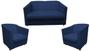 Imagem de Kit Namoradeira + 2 Poltronas Decorativa Biane Suede Azul Marinho Pés Cromado Mz Decor