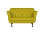 Imagem de Kit Namoradeira + 2 Poltronas Decorativa Dália Couro Amarelo Pés Madeira Mz Decor