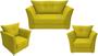 Imagem de Kit Namoradeira + 2 Poltronas Decorativa Isis Suede Amarelo Pés Madeira Ms Decor