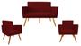 Imagem de Kit Namoradeira + 2 Poltronas Decorativa Nina Suede Marsala Pés Madeira Ms Decor