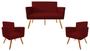 Imagem de Kit Namoradeira + 2 Poltronas Decorativa Nina Suede Marsala Pés Madeira Mz Decor