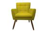 Imagem de Kit Namoradeira + 2 Poltronas Decorativa Onix Couro Amarelo Pés Madeira Ms Decor