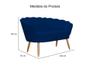 Imagem de Kit Namoradeira + 2 Poltronas Decorativa Pétala Suede Azul Marinho Pés Madeira Mz Decor