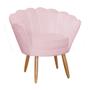 Imagem de Kit Namoradeira + 2 Poltronas Decorativa Pétala Suede Rosa Bebê Pés Madeira Mz Decor