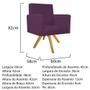 Imagem de Kit Namoradeira e 02 Poltronas Beatriz Base Giratória de Madeira Suede Roxo - KDAcanto Móveis