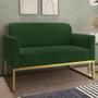 Imagem de Kit Namoradeira e 1 Poltrona Decorativa Base Industrial Dourada Maressa S23 Suede Verde - Ibiza