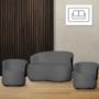 Imagem de Kit Namoradeira e 2 Poltronas Orgânica Aisha Suede Cinza Composê Corano Preto - DL DECOR