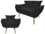 Imagem de Kit Namoradeira + Poltrona Decorativa Opala Suede Preto Pés Madeira Mz Decor