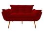 Imagem de Kit Namoradeira + Poltrona Decorativa Opala Suede Vermelho Pés Madeira Mz Decor