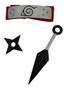 Imagem de Kit Naruto Bandana Vila Da Folha Vermelha + Kunai E Shuriken - Cosplay