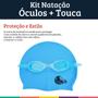 Imagem de Kit Natação Infantil com Óculos Touca Estojo Azul CL Dm Toys