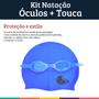 Imagem de Kit Natação Óculos Infantil Com Touca Estojo Azul ES Dm Toys