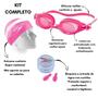 Imagem de Kit Natação Speedo Swim Óculos Rosa+ Touca + Protetor Ouvido