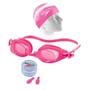 Imagem de Kit Natação Speedo Swim Óculos Rosa+ Touca + Protetor Ouvido