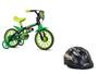 Imagem de Kit Nathor Bicicleta Infantil Aro 12 Com Rodinhas Verde Black12 + Capacete Infantil Preto