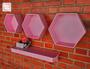 Imagem de Kit Nichos Colmeia Prateleira com Varão MDF - ROSA BB