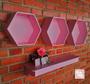 Imagem de Kit Nichos Colmeia Prateleira com Varão MDF - ROSA BB