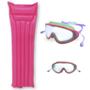 Imagem de Kit Oculos de Natacao Protecao Uv/ Antiembacante Rosa + Boia Colchao Inflavel 1,83 M X 69 Cm  Mor 