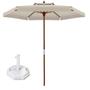 Imagem de Kit Ombrelone Madeira 2,4m Xangri-lá Bagum Sombreiro Jardim Bege Base Octagonal 30Kg - Belfix