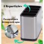 Imagem de Kit Organizador Aço Inox de Pia e Escorredor de Talheres Com Dispenser Para Detergente Porta Esponja Talher Cozinha