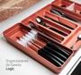 Kit organizador de gavetas de cozinha Branco 2 peças OU organizador talheres e porta facas Imagem de Kit organizador de gavetas de cozinha Branco 2 peças OU organizador talheres e porta facas