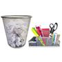 Kit Organizador de Mesa e Lixeira de Escritório Prata ou Preto - Markys Store Imagem de Kit Organizador de Mesa e Lixeira de Escritório Prata ou Preto