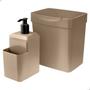 Imagem de Kit Organizador de Pia Com Dispenser Porta Esponja e Detergente e Lixeira de Cozinha Bucha Limpa Bancada Lixinho 2,5l com Tampa